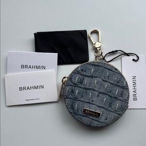 Brahmin Slate Blue Embossed Circle Coin Purse